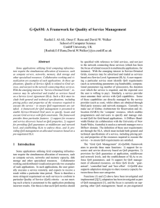 G-QoSM: A Framework for Quality of Service Management Cardiff University, UK