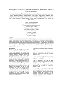 Building the e-Science Grid in the UK: Middleware, Applications and... deployed at Level 2.