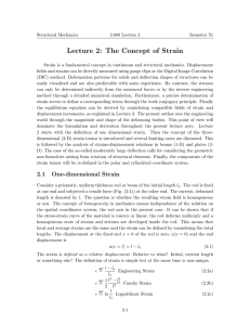 Lecture 2: The Concept of Strain