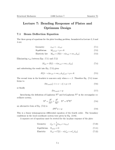 Lecture 7: Bending Response of Plates and Optimum Design 7.1 Beam Deflection Equation