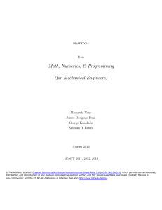 Math, Numerics, &amp; Programming (for Mechanical Engineers) Masayuki Yano James Douglass Penn