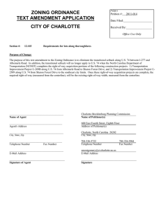 ZONING ORDINANCE TEXT AMENDMENT APPLICATION CITY OF CHARLOTTE
