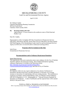 MECKLENBURG COUNTY Land Use and Environmental Services Agency