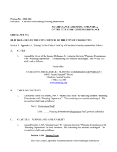 Petition No.  2012-020 Petitioner:    Charlotte-Mecklenburg Planning Department