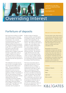 Overriding Interest Forfeiture of deposits LAWYERS TO THE REAL ESTATE &amp; CONSTRUCTION