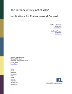 The Sarbanes-Oxley Act of 2002:  Implications for Environmental Counsel
