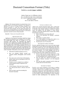 Doctoral Consortium Format (Title) (paper subtitle) Author