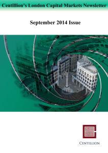 September 2014 Issue Centillion’s London Capital Markets Newsletter