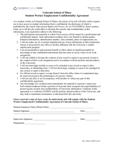 Colorado School of Mines Student Worker Employment Confidentiality Agreement