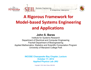 A Rigorous Framework for           Model‐based Systems Engineering  and Applications John S. Baras