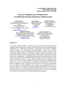 PARALLEL THERMOELASTIC OPTIMIZATION OF 3-D SERPENTINE COOLING PASSAGES IN TURBINE BLADES