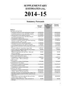 2014–15 SUPPLEMENTARY ESTIMATES (A), Statutory Forecasts