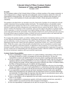 Colorado School of Mines Graduate Student Statement of Values and Responsibilities