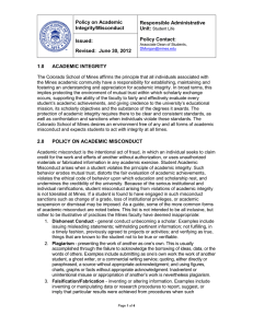 Policy on Academic Responsible Administrative Integrity/Misconduct