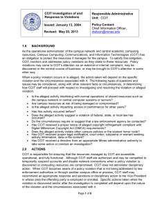 CCIT Investigation of and Responsible Administrative Response to Violations Unit: