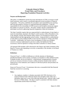 Colorado School of Mines Fraud Policy and Procedures Reporting Fraudulent Financial Activities