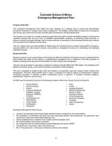 Colorado School of Mines Emergency Management Plan