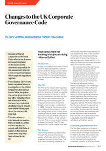 Changes to the UK Corporate Governance Code ‘Risk comes from not