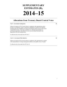 2014–15 SUPPLEMENTARY ESTIMATES (B), Allocations from Treasury Board Central Votes