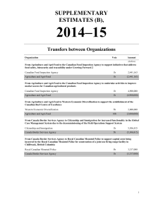 2014–15 SUPPLEMENTARY ESTIMATES (B), Transfers between Organizations