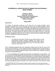 AN EMPIRICAL INVESTIGATION OF MINING AND SUSTAINABLE DEVELOPMENT