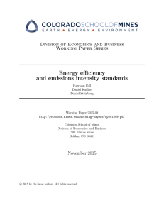 Energy efficiency and emissions intensity standards Division of Economics and Business