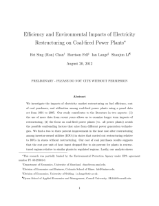 Efficiency and Environmental Impacts of Electricity Restructuring on Coal-fired Power Plants ∗