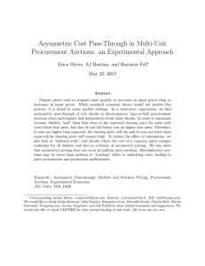 Asymmetric Cost Pass-Through in Multi-Unit Procurement Auctions: an Experimental Approach