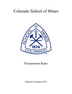 Colorado School of Mines  Procurement Rules Effective October 2015