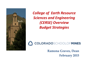 College of  Earth Resource  Sciences and Engineering  (CERSE) Overview Budget Strategies