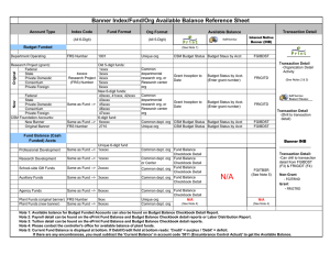 Banner Index/Fund/Org Available Balance Reference Sheet Account Type Index Code Fund Format