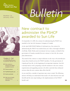 Bulletin New contract to administer the PSHCP awarded to Sun Life