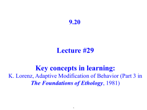 Lecture #29  Key concepts in learning: 9.20