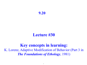 Lecture #30  Key concepts in learning: 9.20
