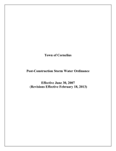 Town of Cornelius Post-Construction Storm Water Ordinance Effective June 30, 2007
