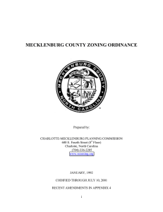 MECKLENBURG COUNTY ZONING ORDINANCE