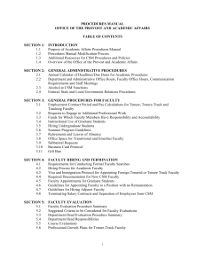 PROCEDURES MANUAL OFFICE OF THE PROVOST AND ACADEMIC AFFAIRS  TABLE OF CONTENTS