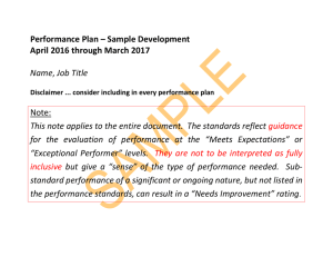 Performance Plan – Sample Development April 2016 through March 2017  Name