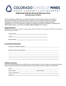 Authorized Activity Excused Absence Form Colorado School of Mines