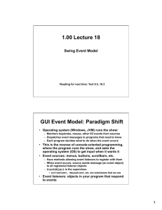 1.00 Lecture 18 GUI Event Model: Paradigm Shift Swing Event Model