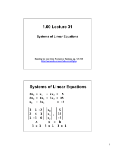 1.00 Lecture 31 Systems of Linear Equations 3x + x