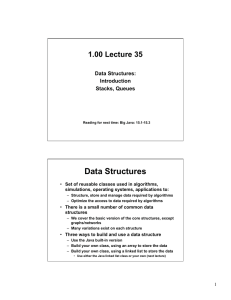Data Structures 1.00 Lecture 35 Data Structures: Introduction