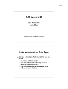 1.00 Lecture 36 Lists as an Abstract Data Type Data Structures: Linked lists
