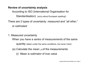 Review of uncertainty analysis According to ISO (International Organisation for Standardisation) measured