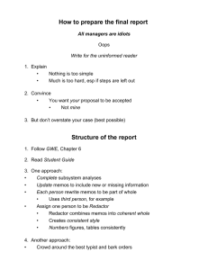 How to prepare the final report