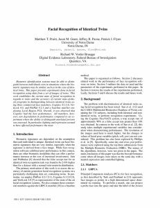 Facial  Recognition of Identical  Twins