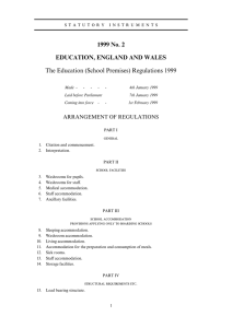 1999 No. 2 EDUCATION, ENGLAND AND WALES ARRANGEMENT OF REGULATIONS