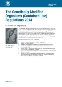 The Genetically Modified Organisms (Contained Use) Regulations 2014 Guidance on Regulations