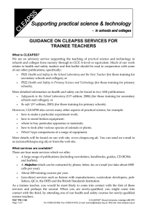 GUIDANCE ON CLEAPSS SERVICES FOR TRAINEE TEACHERS
