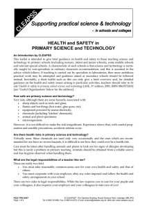 HEALTH and SAFETY in PRIMARY SCIENCE and TECHNOLOGY